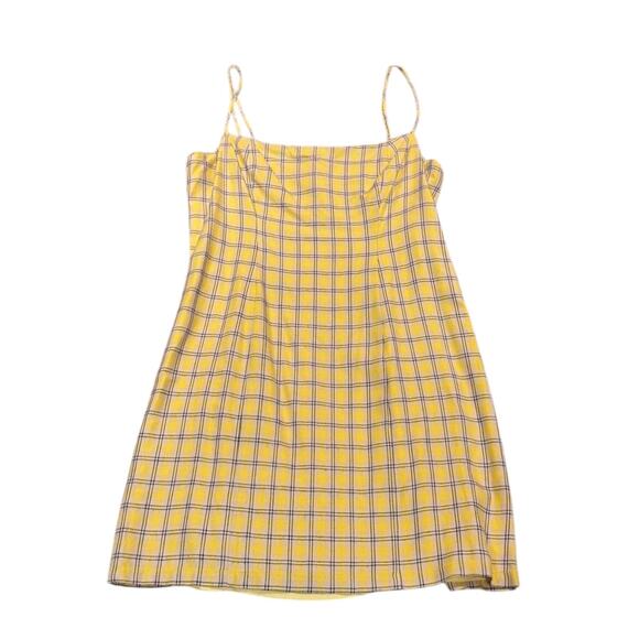 Revolve Capulet Preppy Clueless 90’s Inspo Plaid Yellow Amber Mini Dress Small - Picture 2 of 8